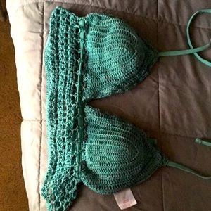 Turquoise Crochet Bikini Top
